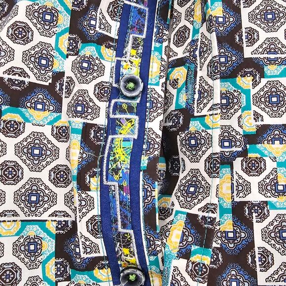 Robert Graham Shirt Mens 2XL Multicolor Geometric Button Down Long Sleeve Flip - Picture 8 of 16